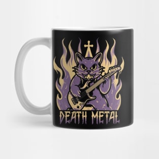 Death Metal Satanic Baphomet Cat playing guitar Mug